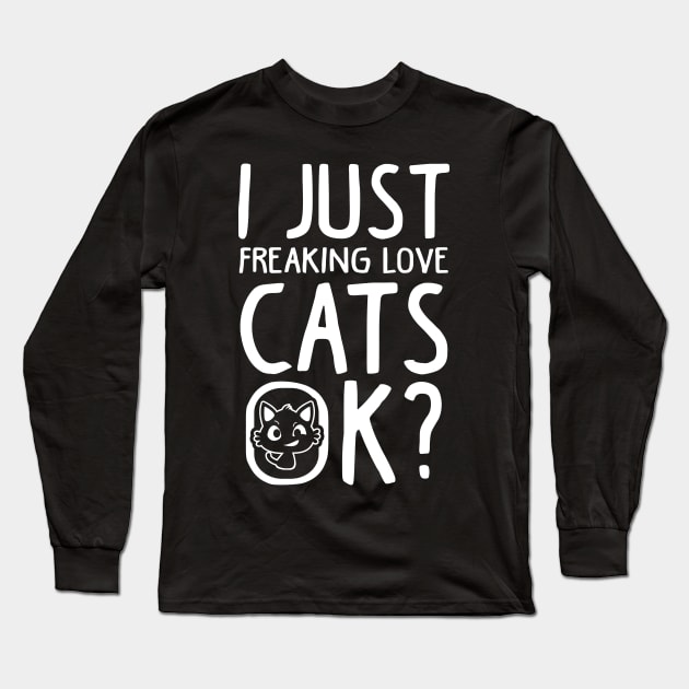 Love Cats Funny Cat Lover Gift Long Sleeve T-Shirt by KsuAnn